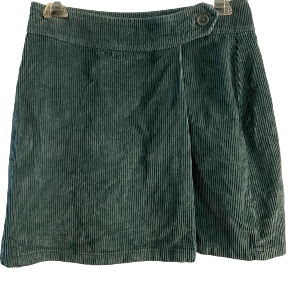 Tailor B. Moss Sea Glass Green Corduroy Wrap-Over Mini Skirt